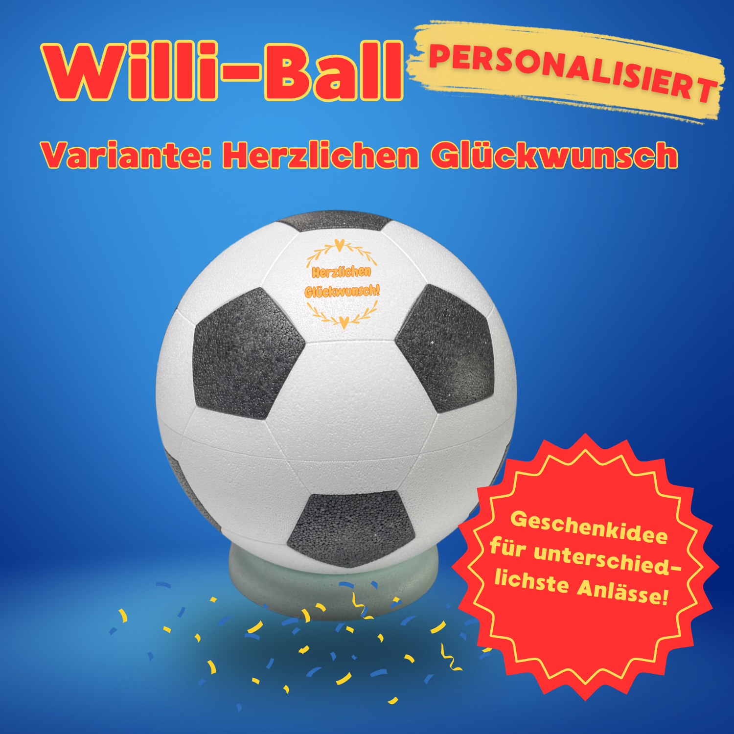 Willi-Ball "Herzlichen Glückwunsch" - Getränkekühler Fußball