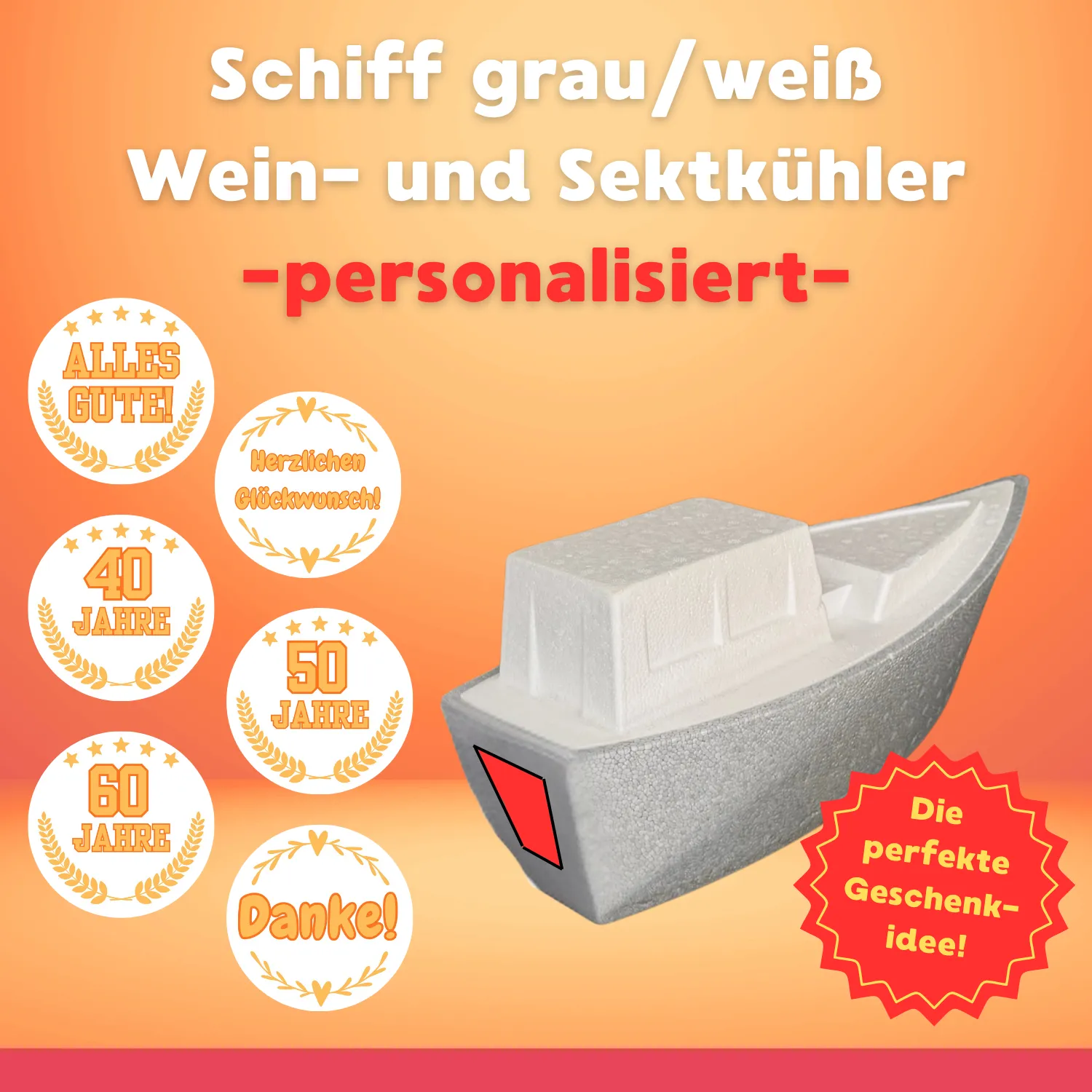 Schiff grau-weiß personalisiert - Wein- und Sektflaschenkühler_08020_