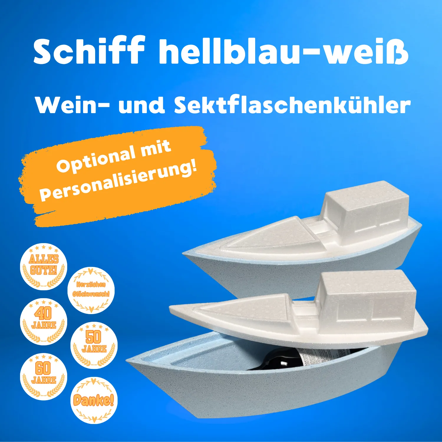 Schiff hellblau-weiß - Wein- und Sektflaschenkühler_08021_